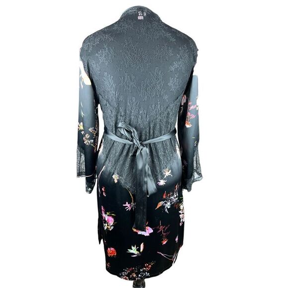 Victorias secrets VS floral black lace chantilly kimono robe M/L sexy - Picture 6 of 9